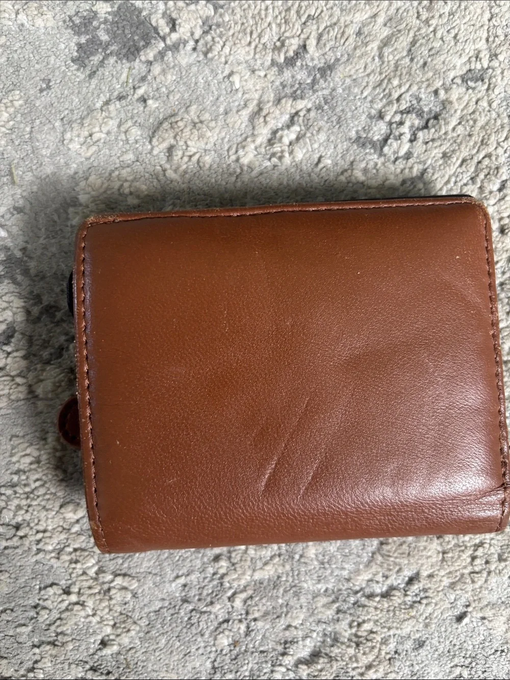 Men's Brown Leather Card Wallet with Front Zip Pocket